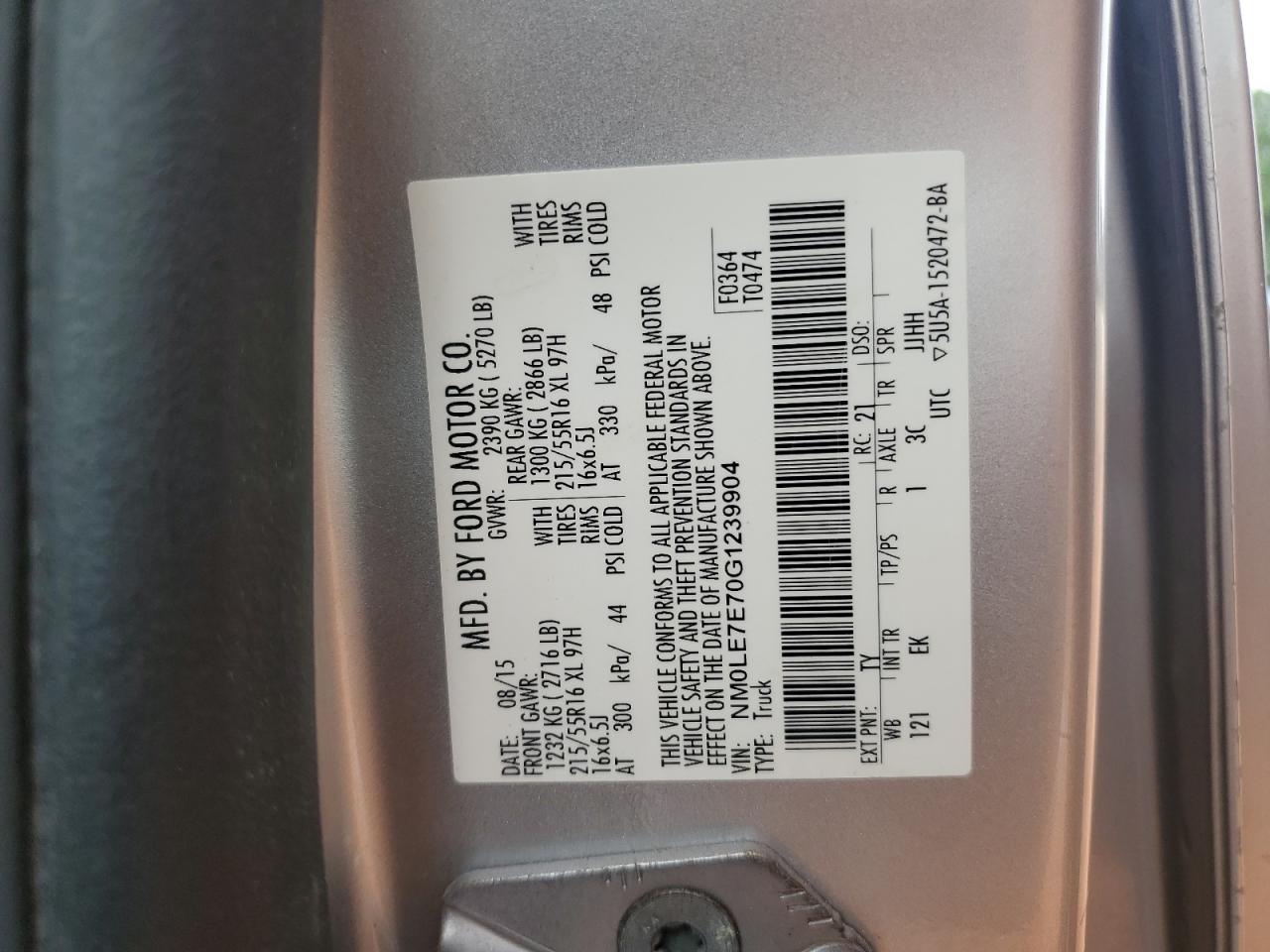 2016 Ford Transit Connect Xl VIN: NM0LE7E70G1239904 Lot: 65353635
