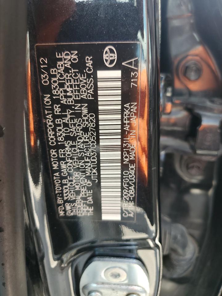 2012 Toyota Yaris VIN: JTDKTUD37CD527820 Lot: 64267575