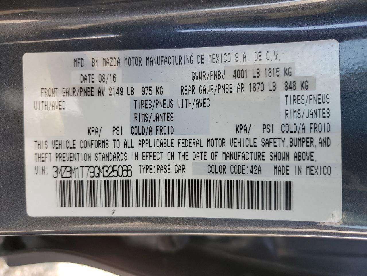 2016 Mazda 3 Sport VIN: 3MZBM1T79GM325066 Lot: 65058945