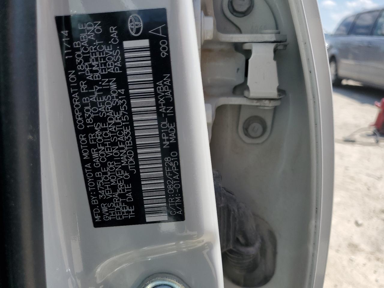 2014 Toyota Prius C VIN: JTDKDTB33E1575314 Lot: 63273365