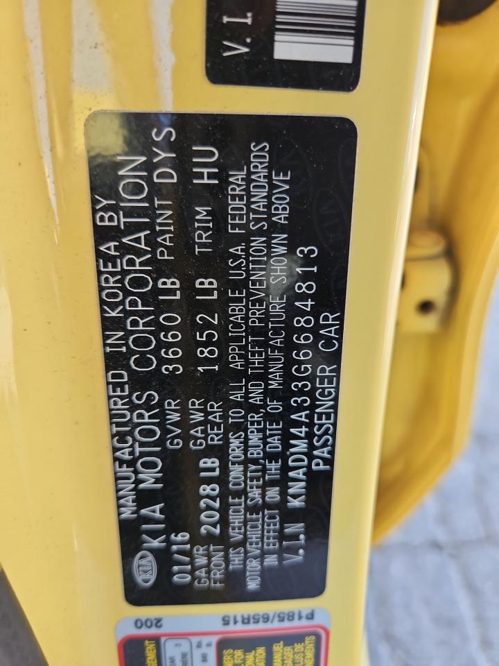 2016 Kia Rio Lx VIN: KNADM4A33G6684813 Lot: 65578325