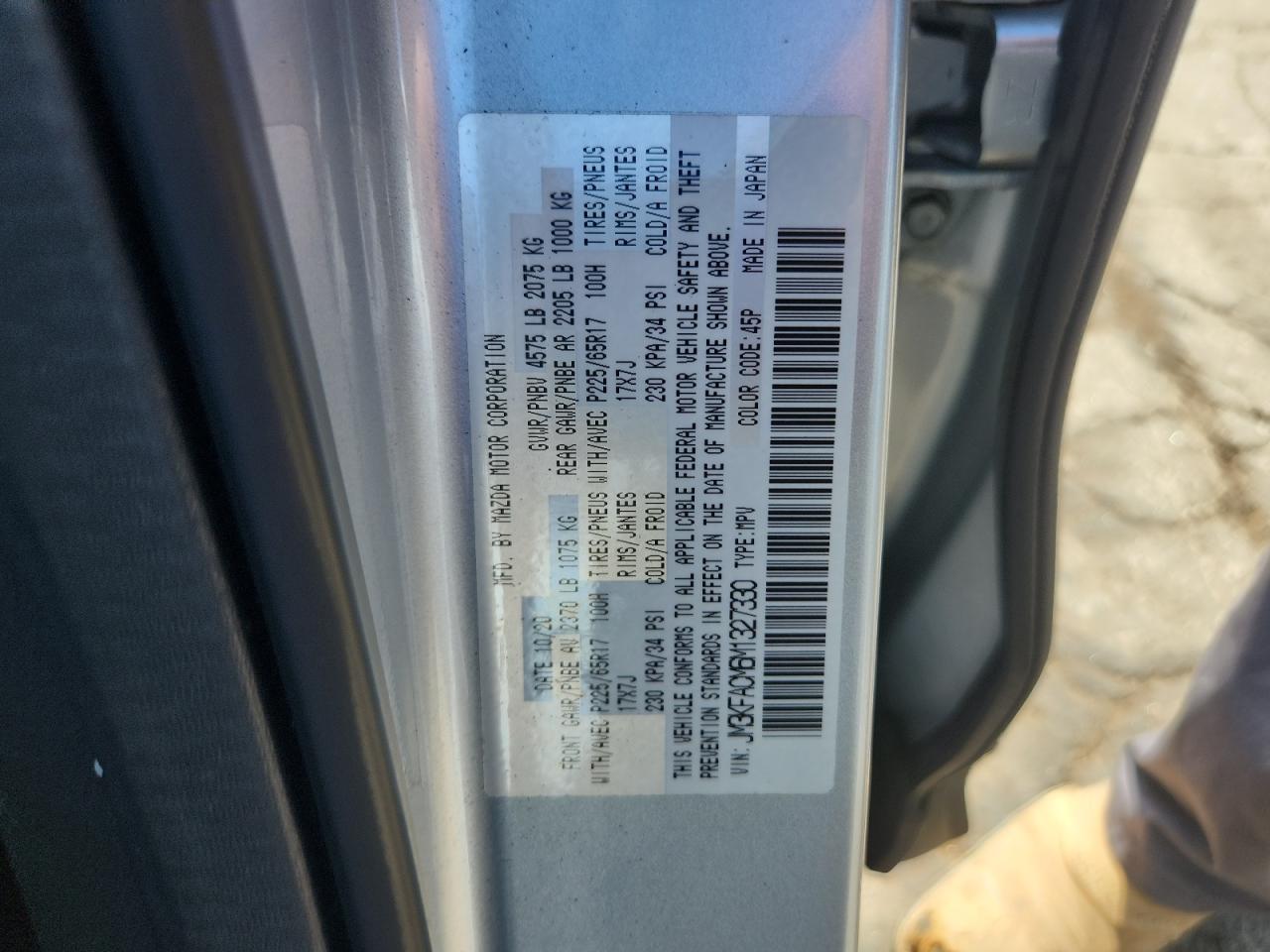 2021 Mazda Cx-5 Touring VIN: JM3KFACM6M1327330 Lot: 65927045