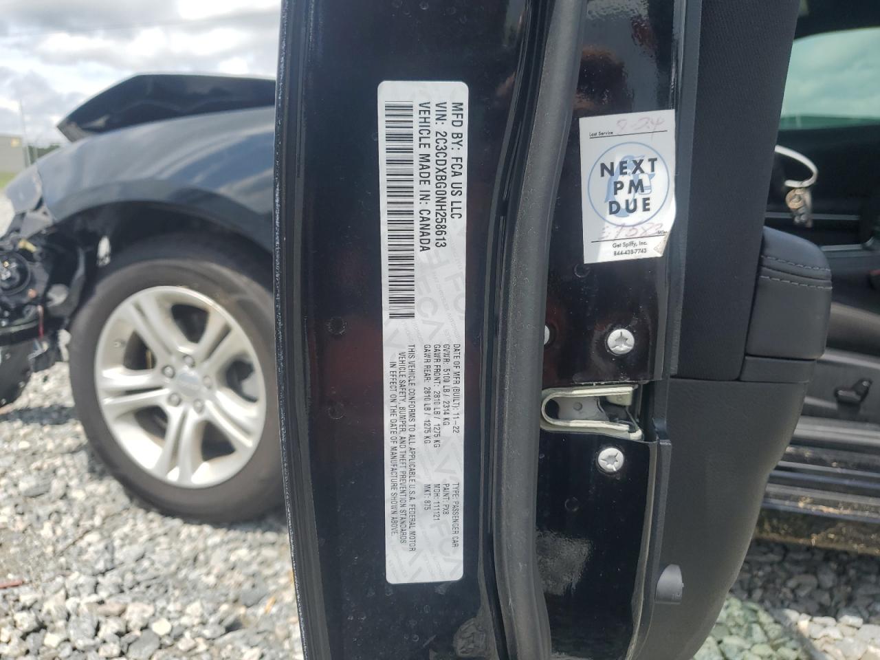 2022 Dodge Charger Sxt VIN: 2C3CDXBG0NH258613 Lot: 65207995