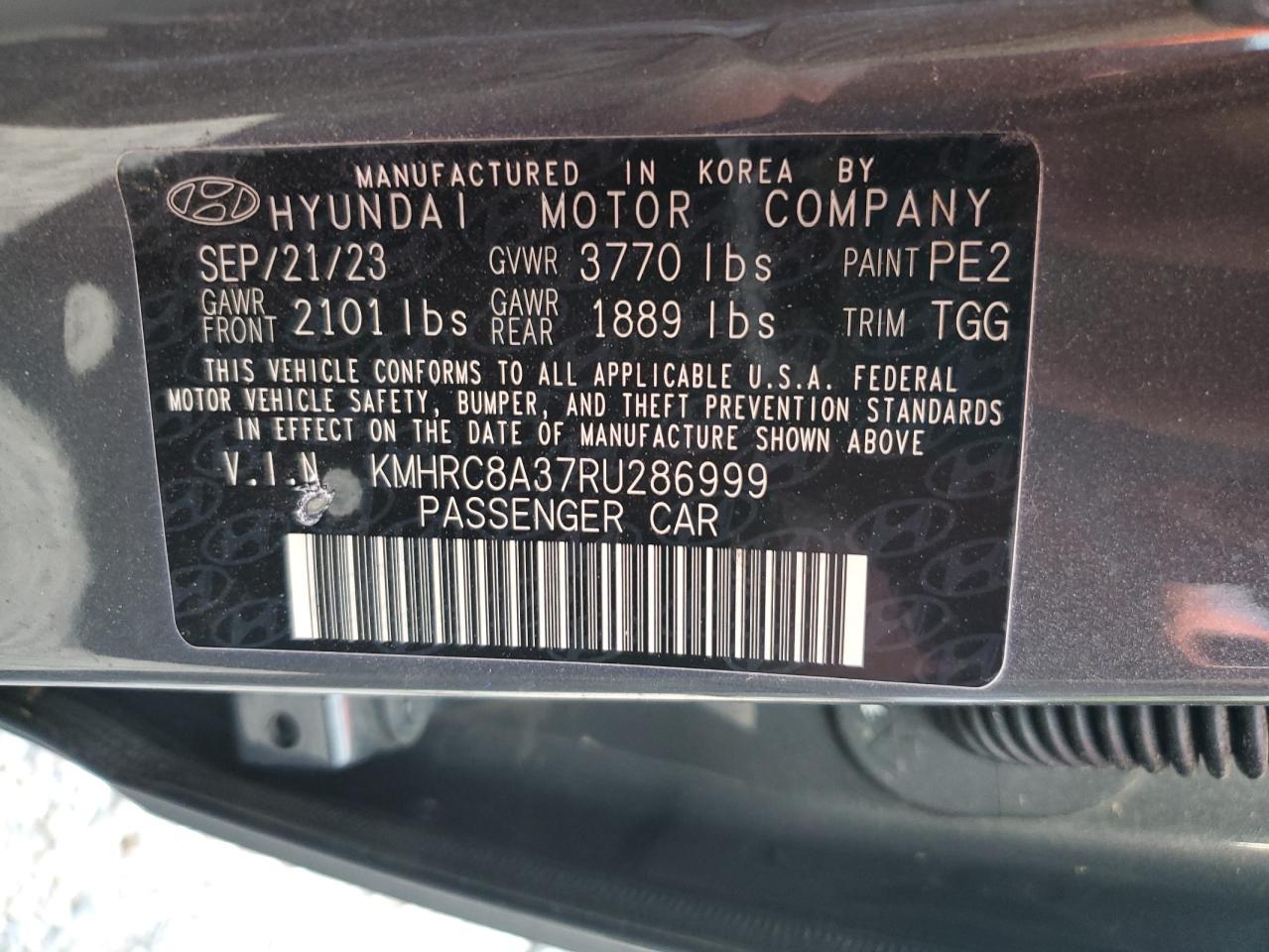 2024 Hyundai Venue Sel VIN: KMHRC8A37RU286999 Lot: 64994475