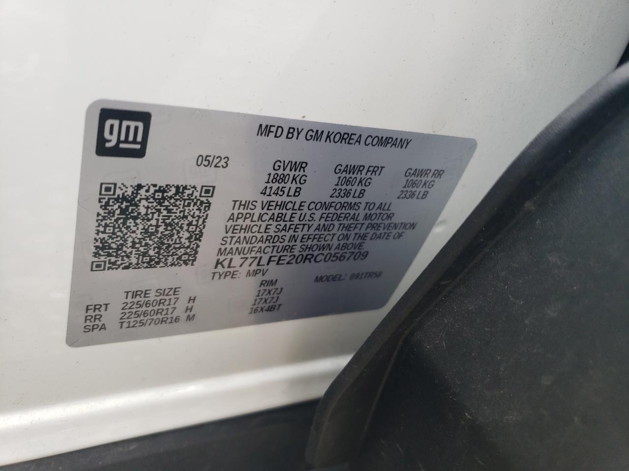 2024 Chevrolet Trax Ls VIN: KL77LFE20RC056709 Lot: 64666875
