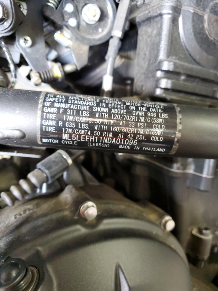 2022 Kawasaki Kle650 F VIN: ML5LEEH11NDA01096 Lot: 64122105