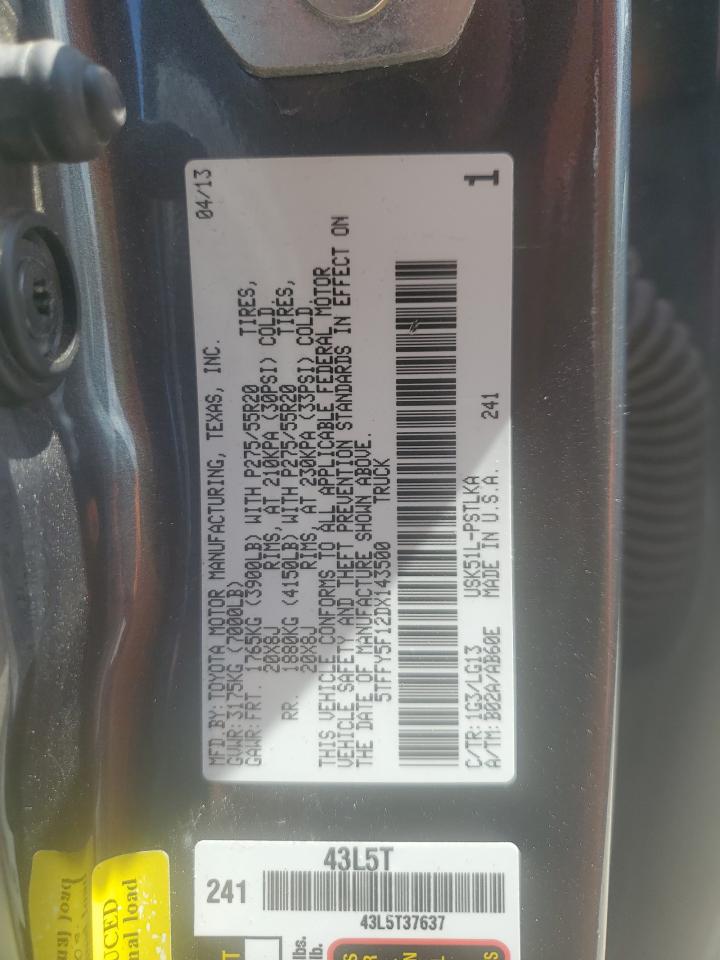 2013 Toyota Tundra Crewmax Limited VIN: 5TFFY5F12DX143500 Lot: 63681735