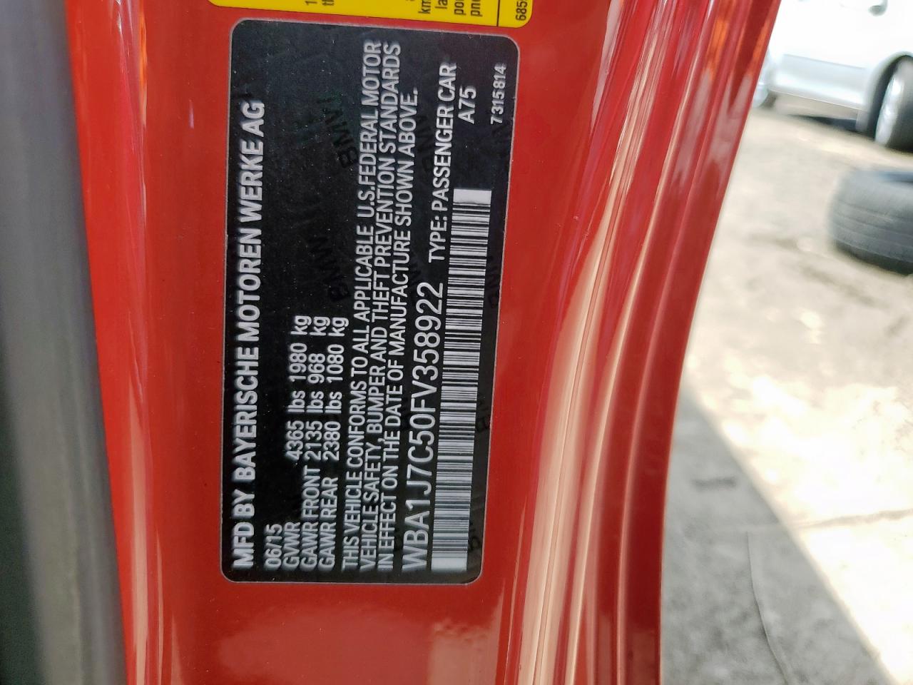 2015 BMW M235I VIN: WBA1J7C50FV358922 Lot: 64455005