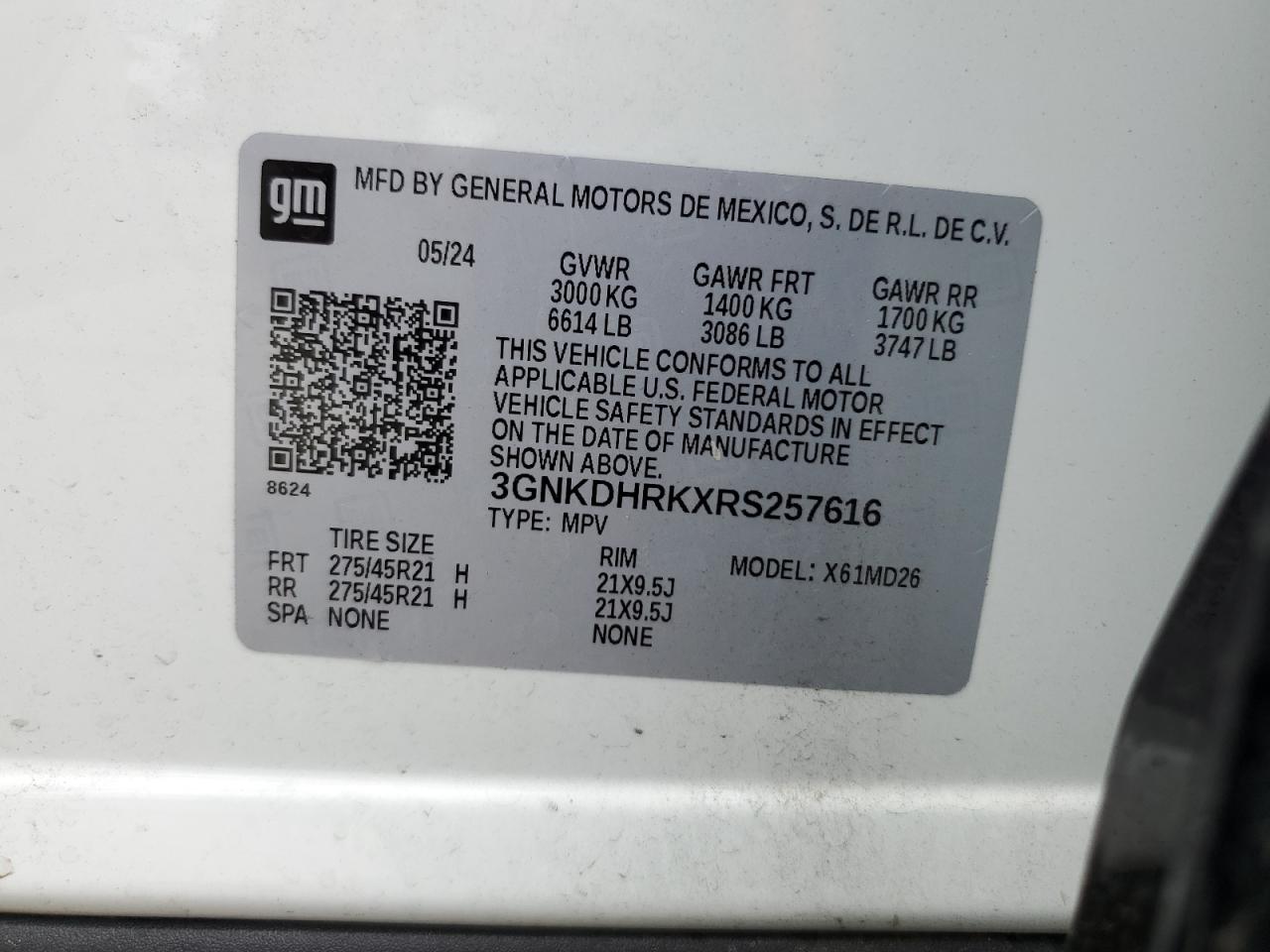 2024 Chevrolet Blazer Rs VIN: 3GNKDHRKXRS257616 Lot: 65458725