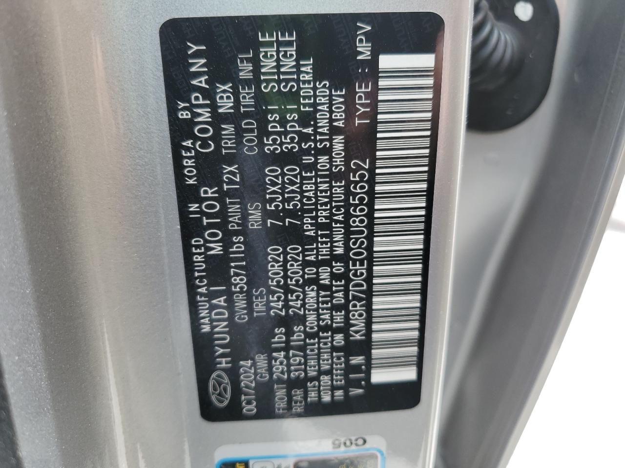 2025 Hyundai Palisade Calligraphy VIN: KM8R7DGE0SU865652 Lot: 66924325