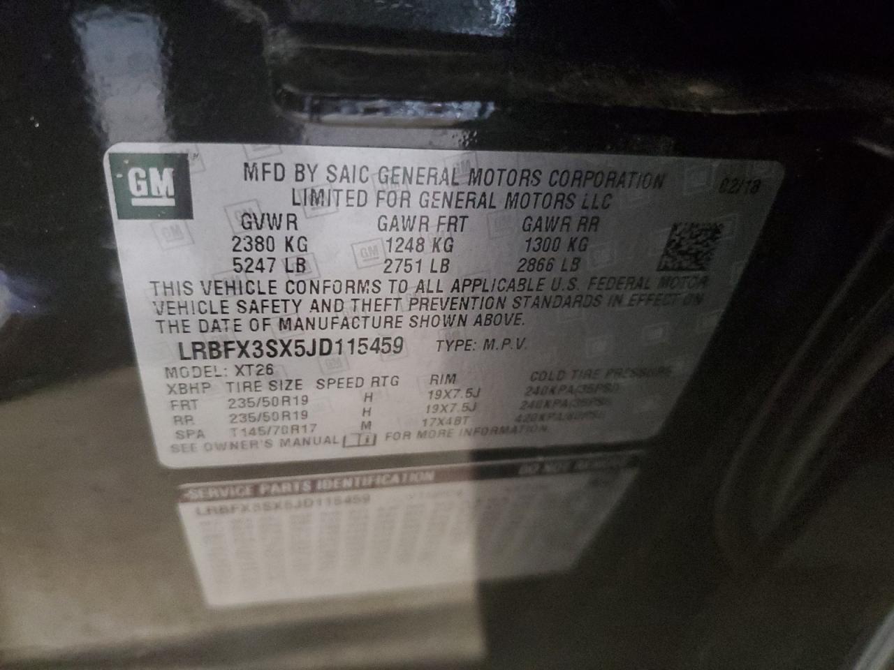 2018 Buick Envision Premium VIN: LRBFX3SX5JD115459 Lot: 64390115