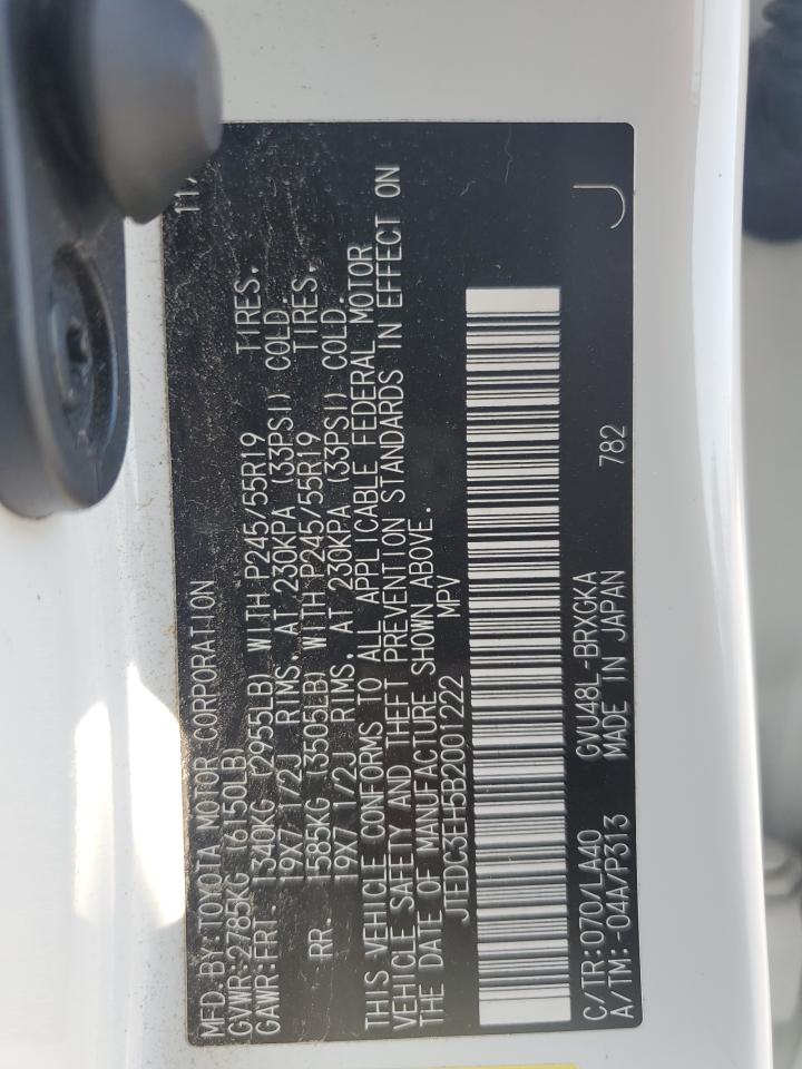 2011 Toyota Highlander Hybrid Limited VIN: JTEDC3EH5B2001222 Lot: 67029125