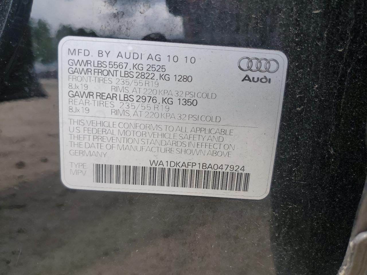 2011 Audi Q5 Premium Plus VIN: WA1DKAFP1BA047924 Lot: 63744815