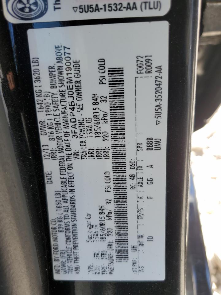 2014 Ford Fiesta Se VIN: 3FADP4BJ0EM190077 Lot: 64110825