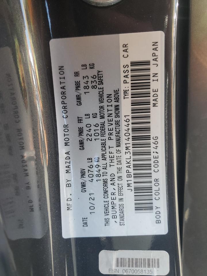 2021 Mazda 3 Select VIN: JM1BPAKL3M1404461 Lot: 64899415
