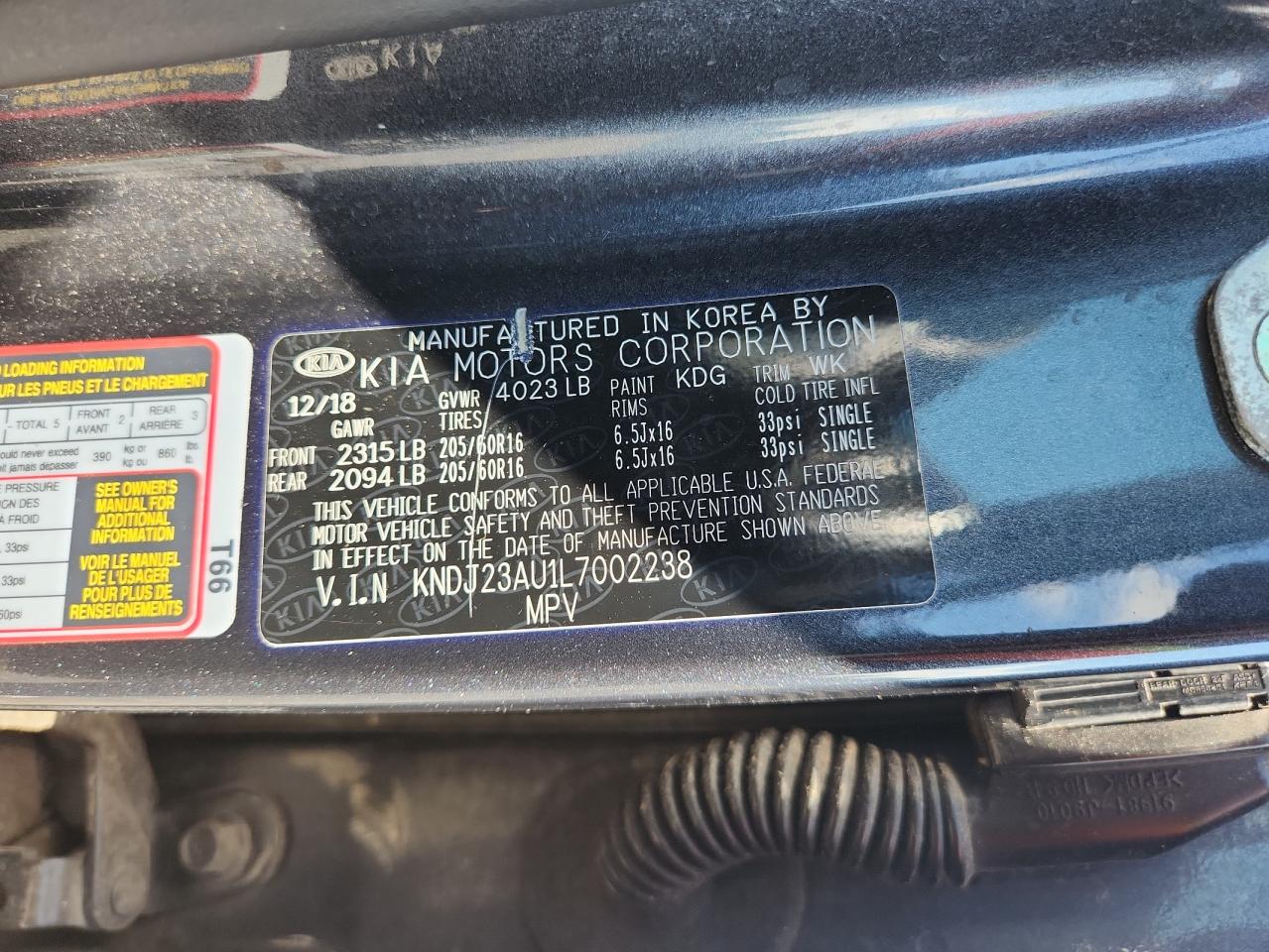 2020 Kia Soul Lx VIN: KNDJ23AU1L7002238 Lot: 64252915