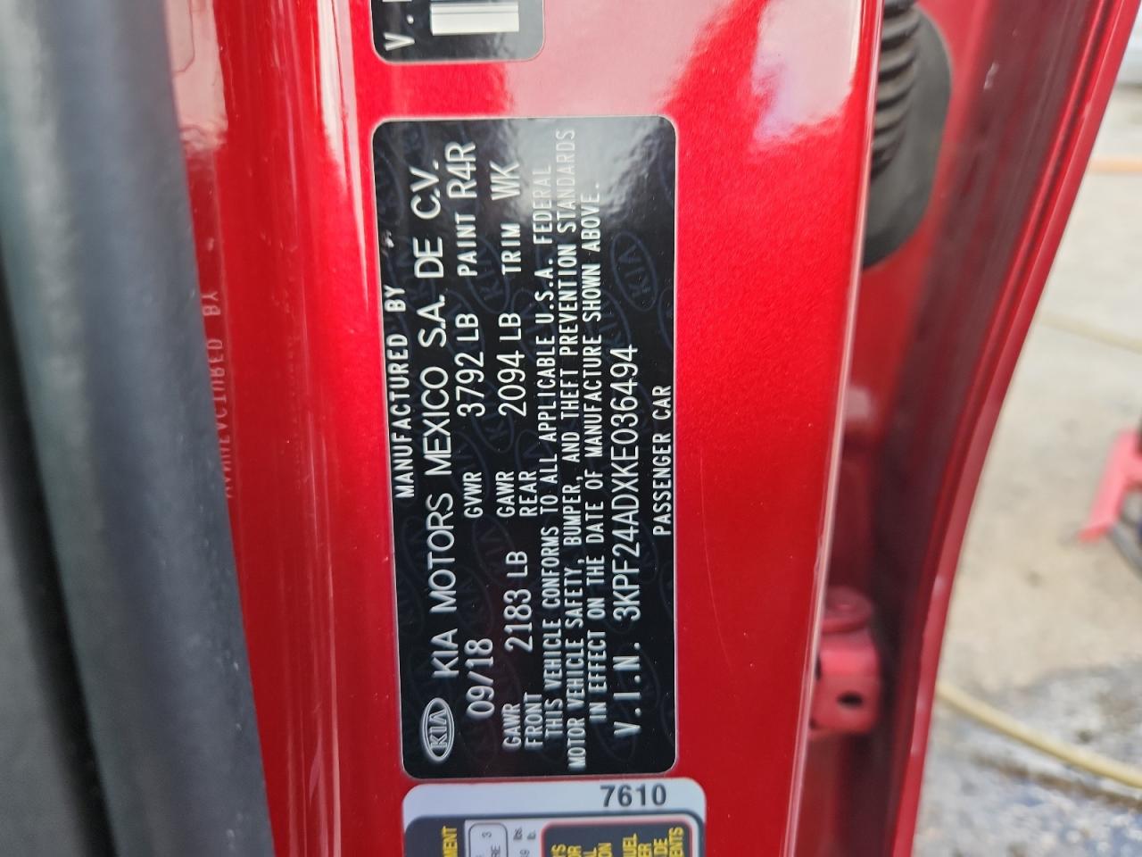 2019 Kia Forte Fe VIN: 3KPF24ADXKE036494 Lot: 65062885