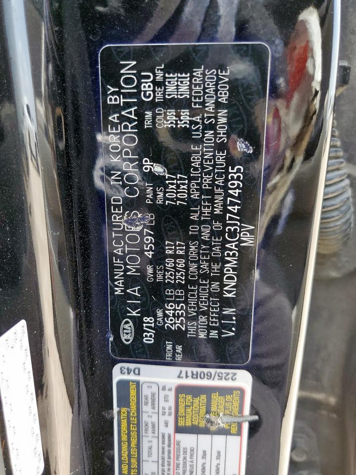 2018 Kia Sportage Lx VIN: KNDPM3AC3J7474935 Lot: 63131685