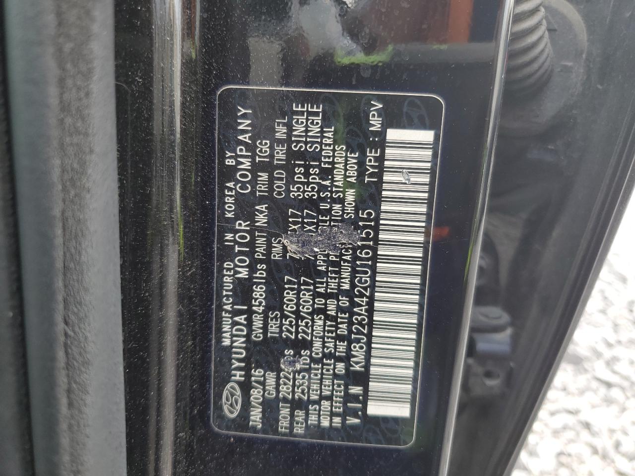 2016 Hyundai Tucson Se VIN: KM8J23A42GU161515 Lot: 65445535