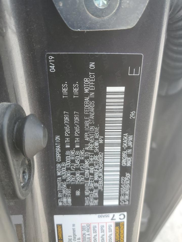 2019 Toyota 4Runner Sr5/Sr5 Premium VIN: JTEBU5JR7K5698082 Lot: 64597025
