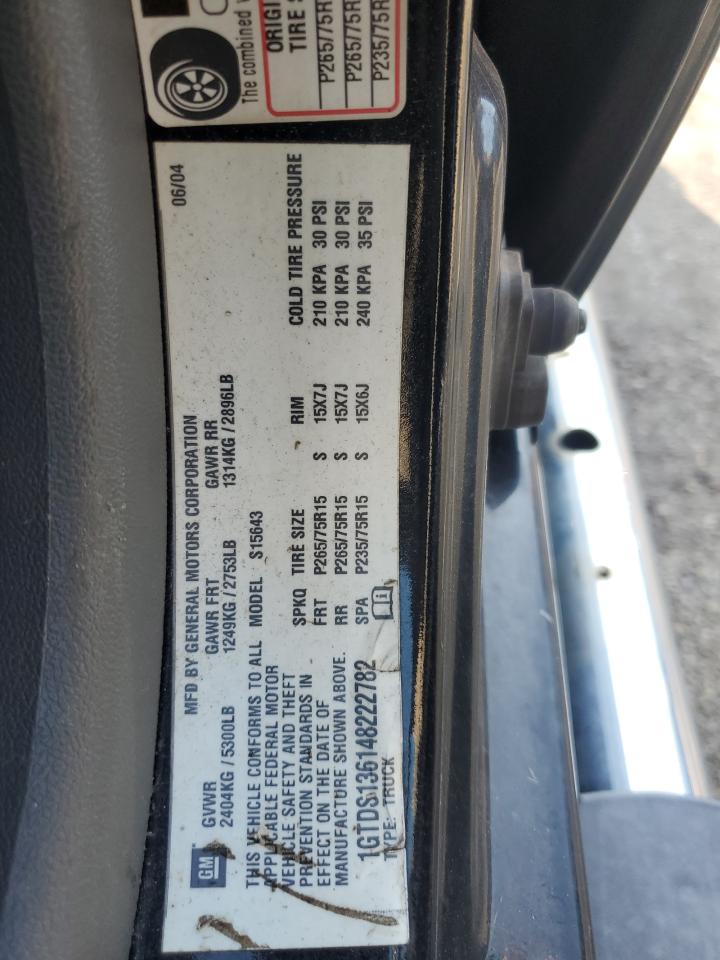 2004 GMC Canyon VIN: 1GTDS136148222782 Lot: 63692365