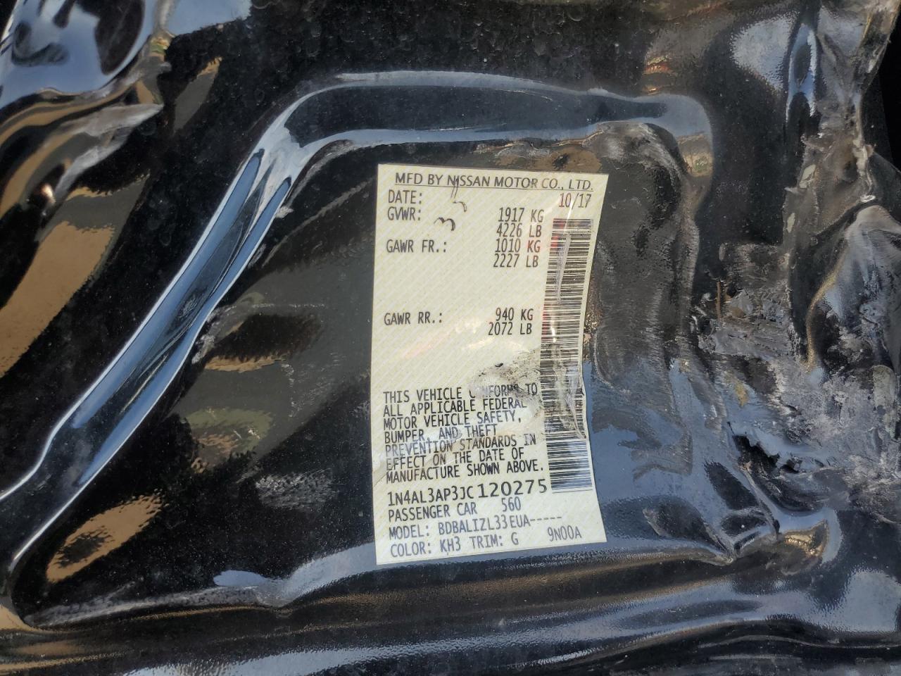1n4al3ap3jc120275 1N4AL3AP3JC120275 2018 Nissan Altima 2.5
