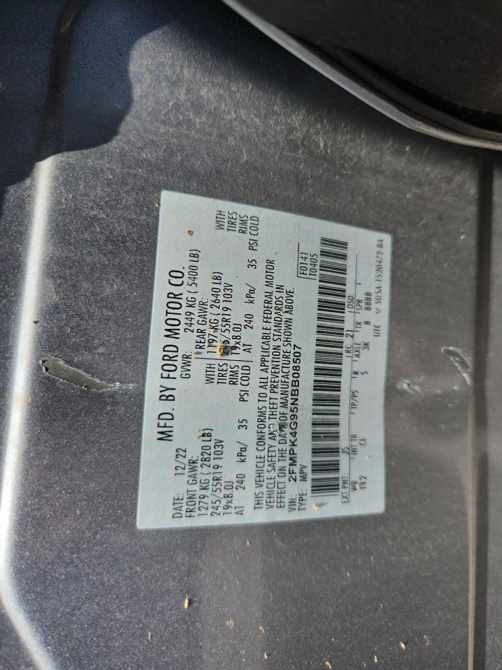 2022 Ford Edge Se VIN: 2FMPK4G95NBB08507 Lot: 63771755