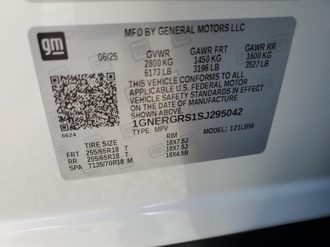 2025 Chevrolet Traverse Lt VIN: 1GNERGRS1SJ295042 Lot: 64383215