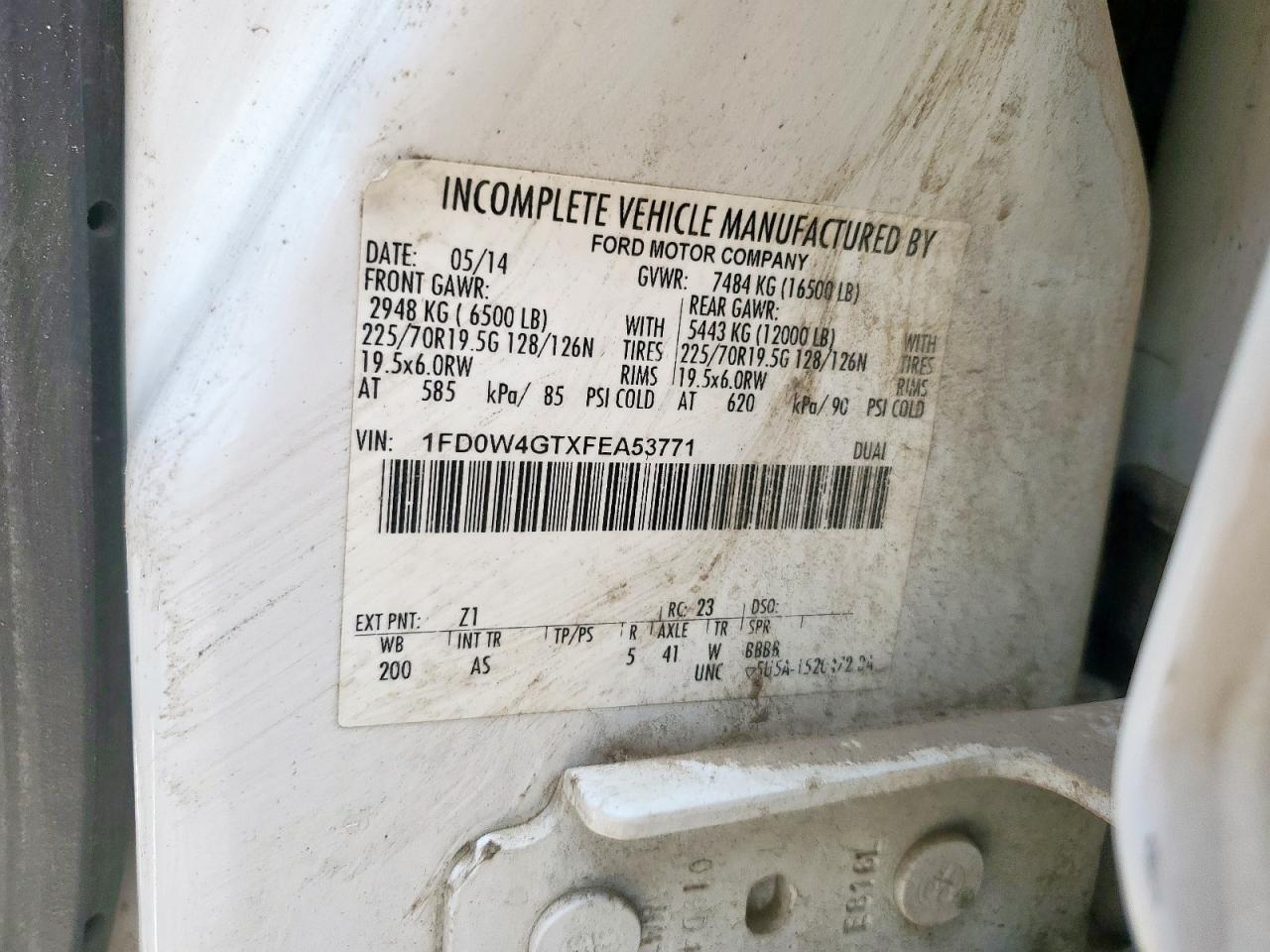 2015 Ford F450 Super Duty VIN: 1FD0W4GTXFEA53771 Lot: 63015605