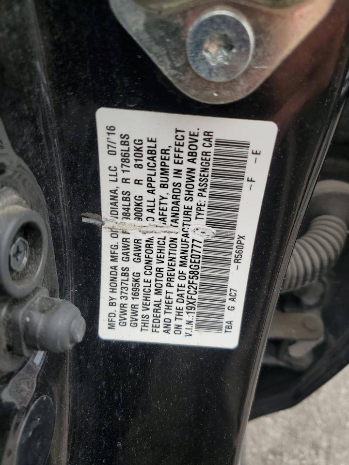 2016 Honda Civic Lx VIN: 19XFC2F58GE077796 Lot: 64211035