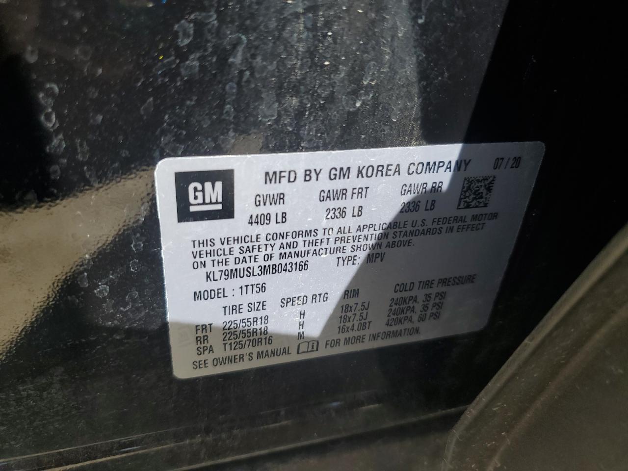 kl79musl3mb043166 KL79MUSL3MB043166 2021 Chevrolet Trailblazer Rs