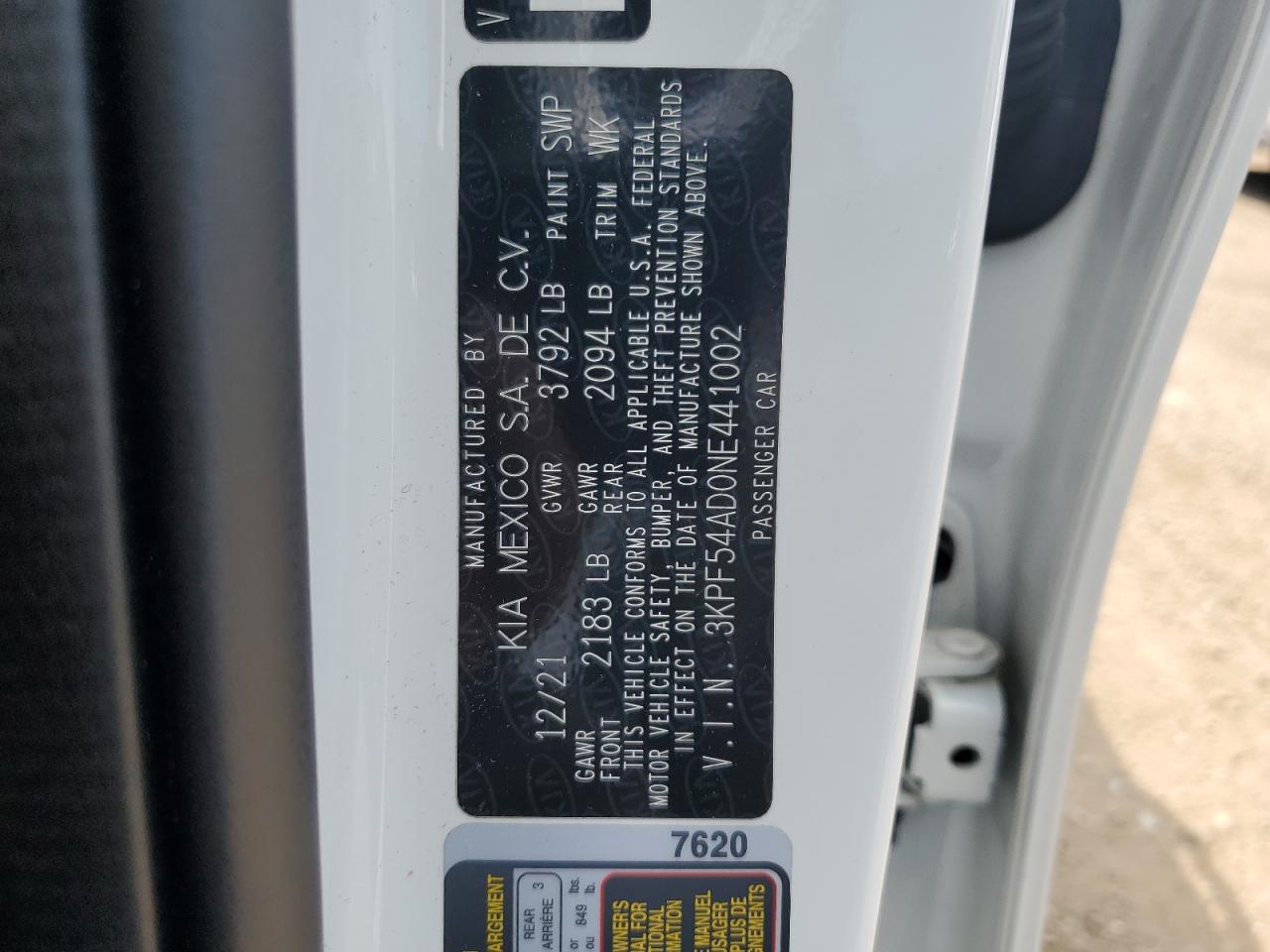 2022 Kia Forte Gt Line VIN: 3KPF54AD0NE441002 Lot: 64217885