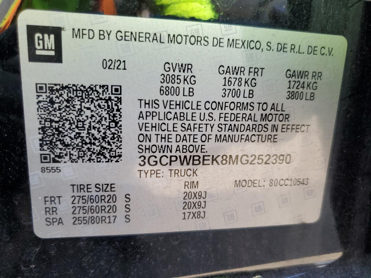 2021 Chevrolet Silverado C1500 Custom VIN: 3GCPWBEK8MG252390 Lot: 65439345