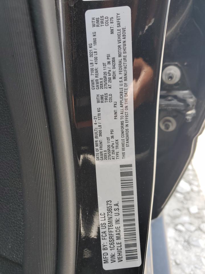 2021 Ram 1500 Big Horn/Lone Star VIN: 1C6SRFFT6MN736573 Lot: 62780885