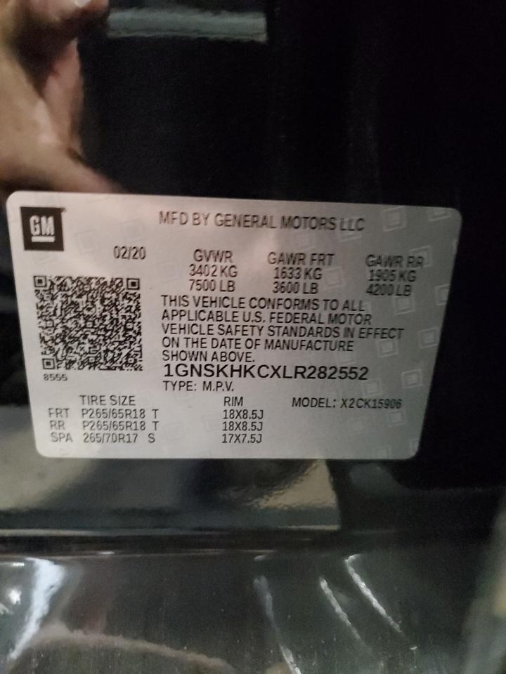 2020 Chevrolet Suburban K1500 Lt VIN: 1GNSKHKCXLR282552 Lot: 63101145