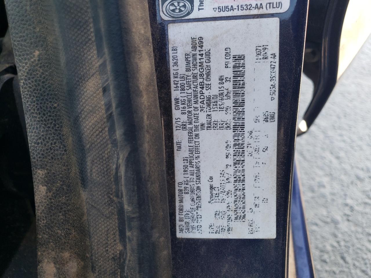 2016 Ford Fiesta Se VIN: 3FADP4BJ8GM141499 Lot: 65972595