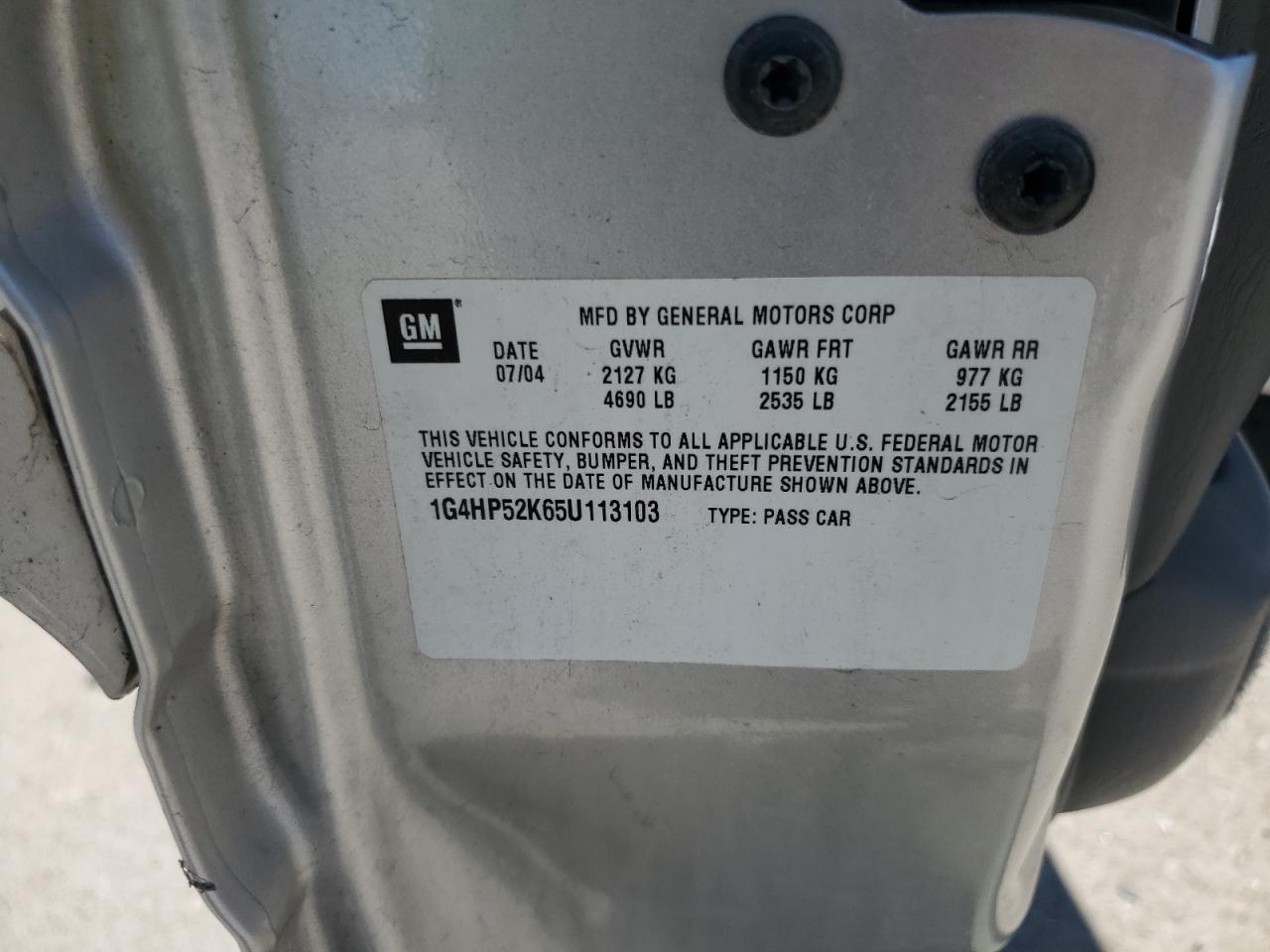 2005 Buick Lesabre Custom VIN: 1G4HP52K65U113103 Lot: 63129845
