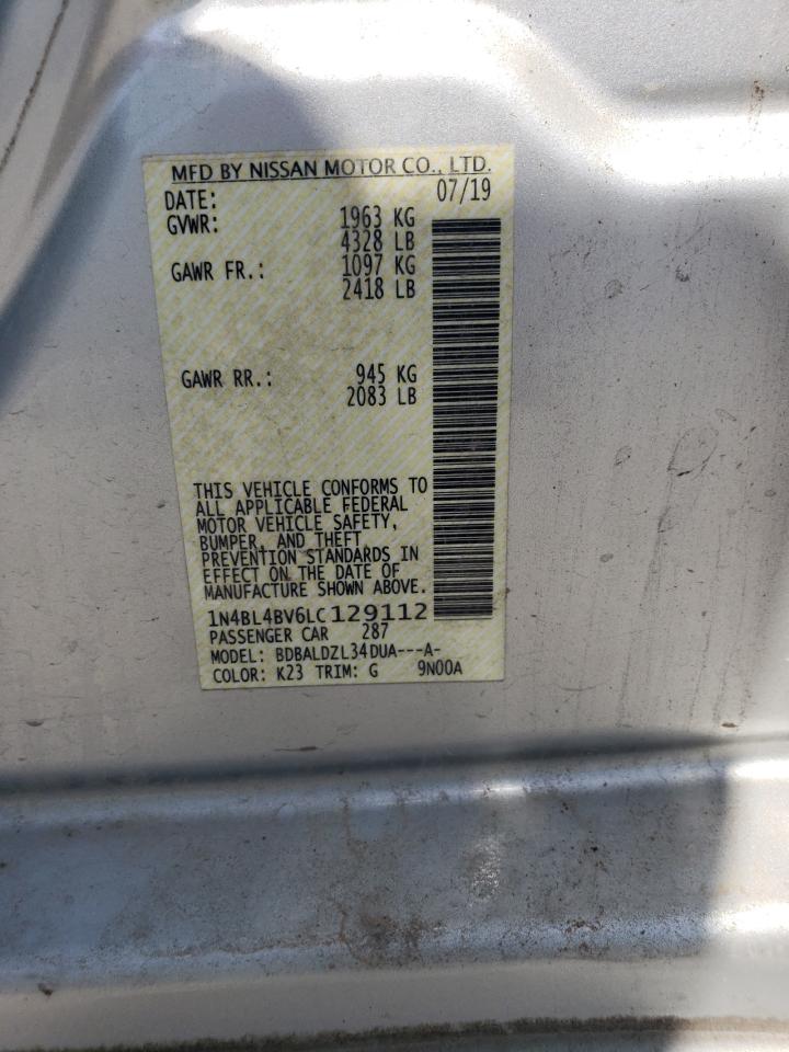 2020 Nissan Altima S VIN: 1N4BL4BV6LC129112 Lot: 65062515