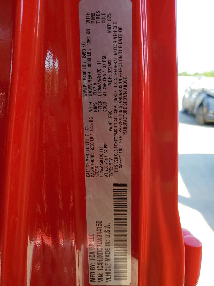 2020 Jeep Wrangler Unlimited Sport VIN: 1C4HJXDG7LW314150 Lot: 63047725