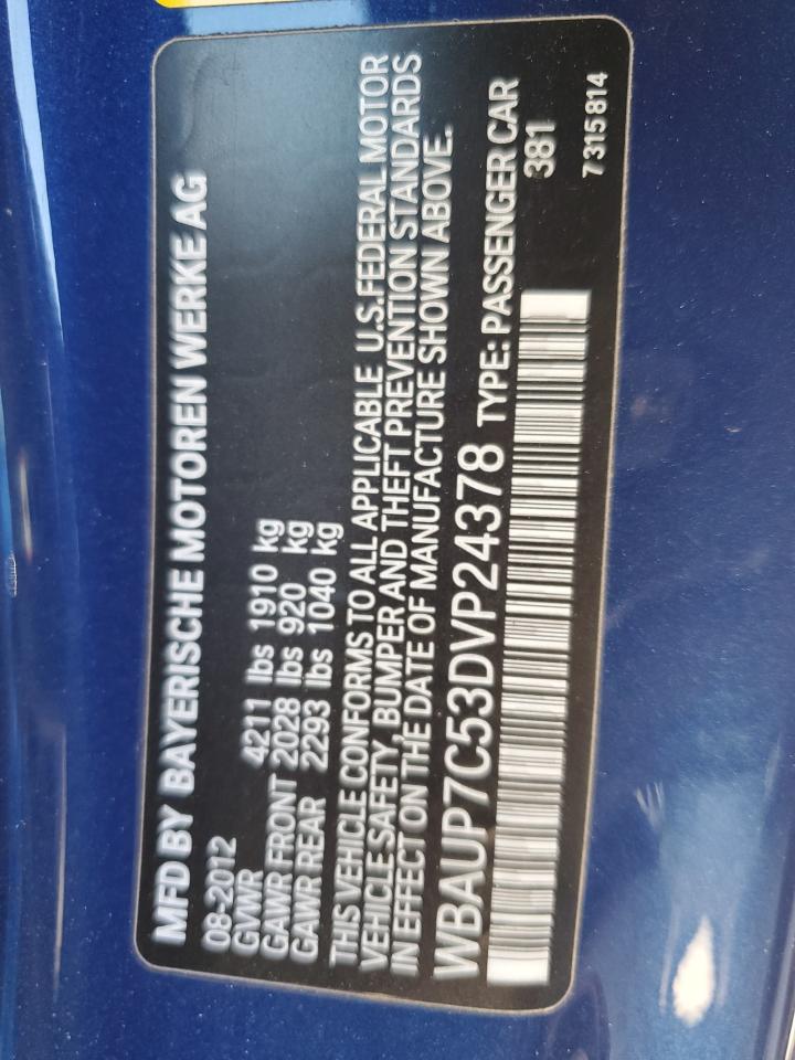 2013 BMW 128 I VIN: WBAUP7C53DVP24378 Lot: 63642735