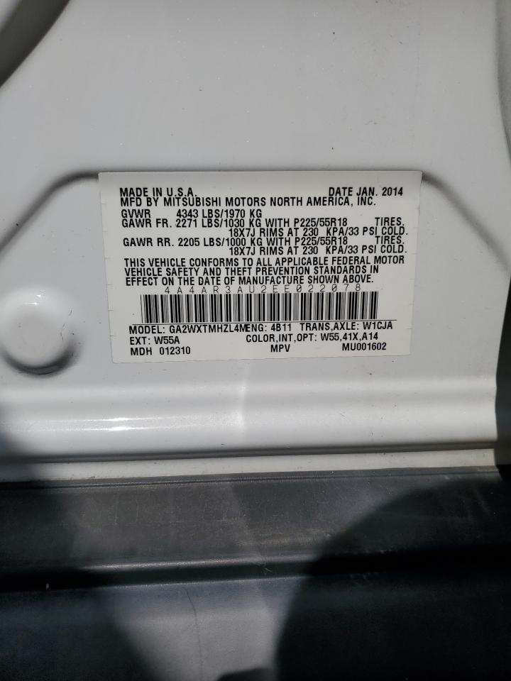 2014 Mitsubishi Outlander Sport Es VIN: 4A4AR3AU2EE022078 Lot: 64517045
