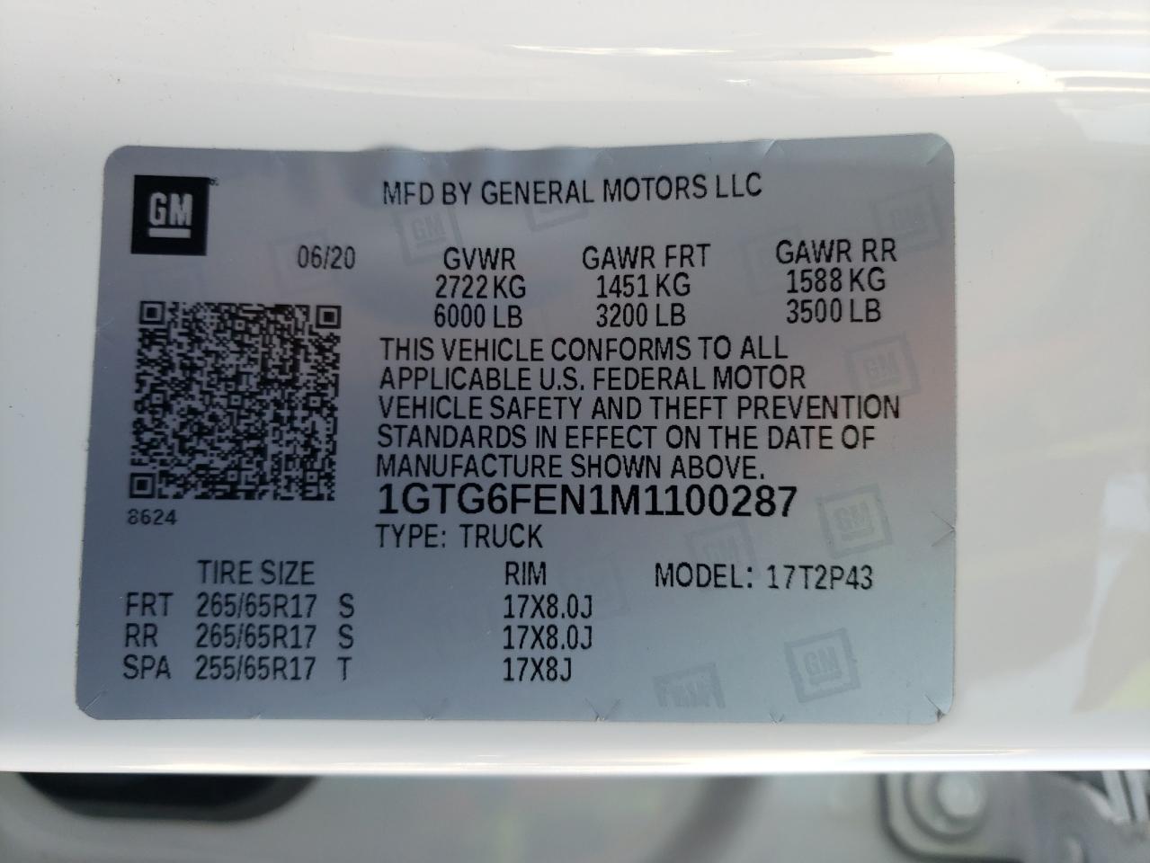 2021 GMC Canyon At4 VIN: 1GTG6FEN1M1100287 Lot: 63661885