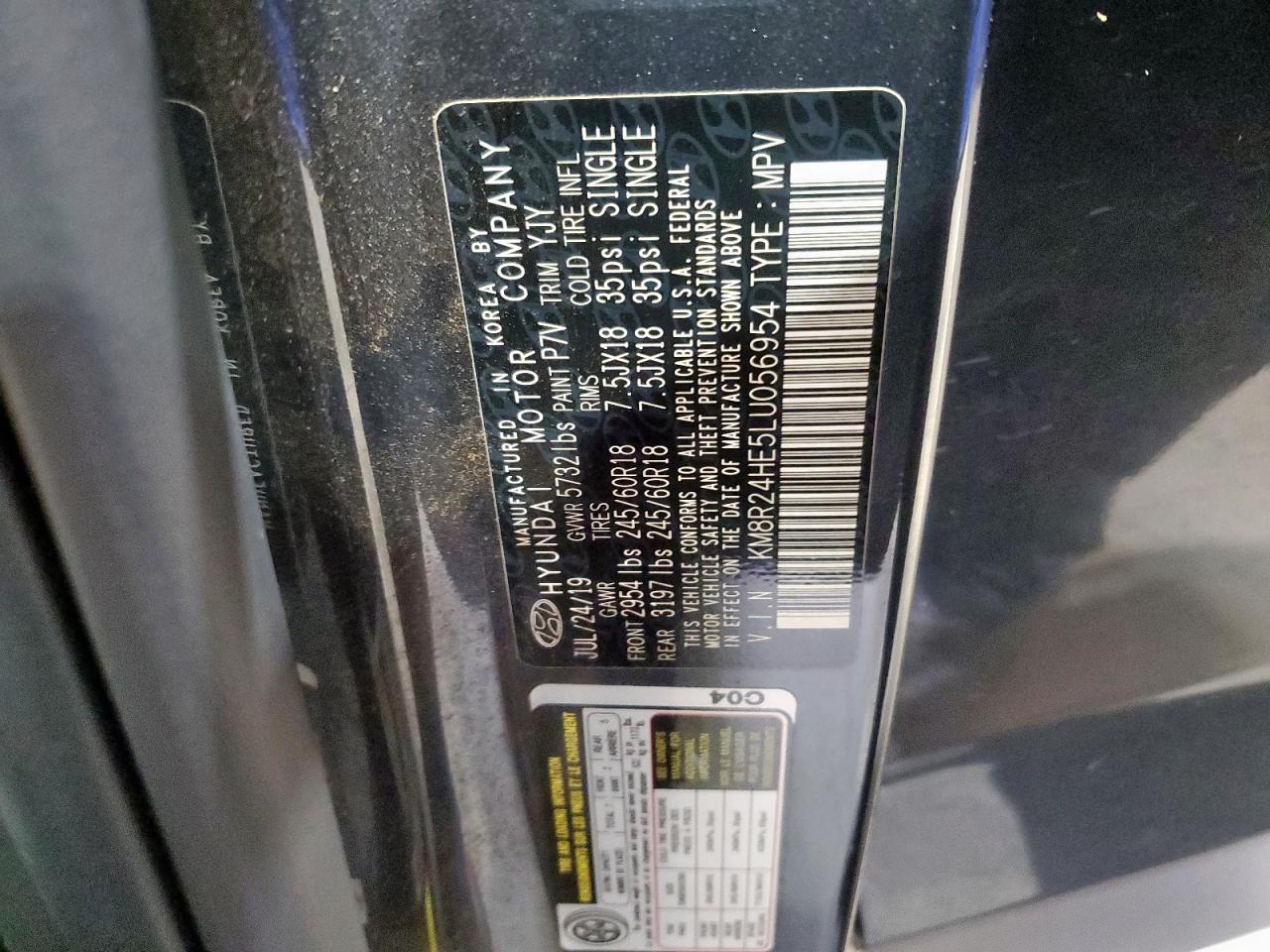 2020 Hyundai Palisade Sel VIN: KM8R24HE5LU056954 Lot: 63059165