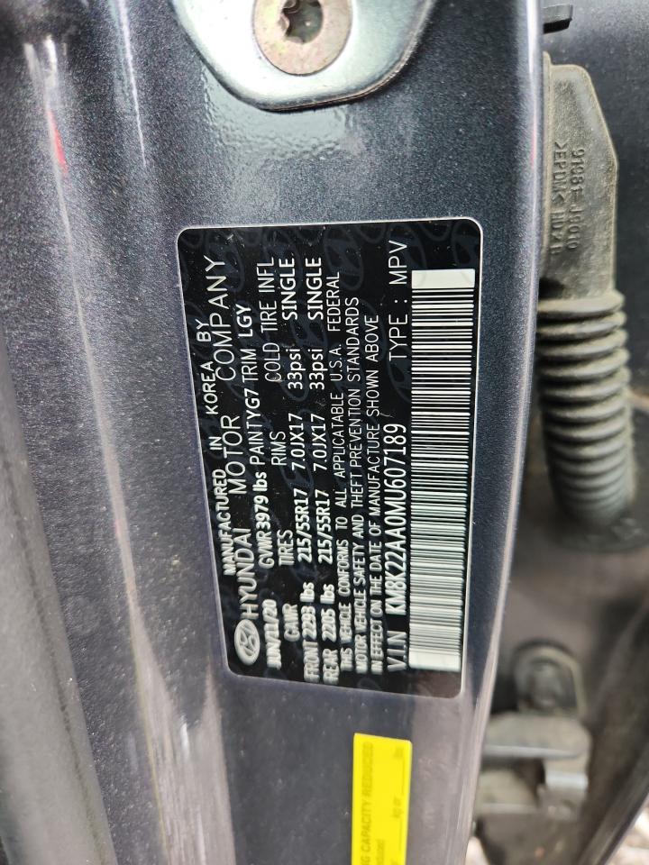 2021 Hyundai Kona Sel VIN: KM8K22AA0MU607189 Lot: 65528615