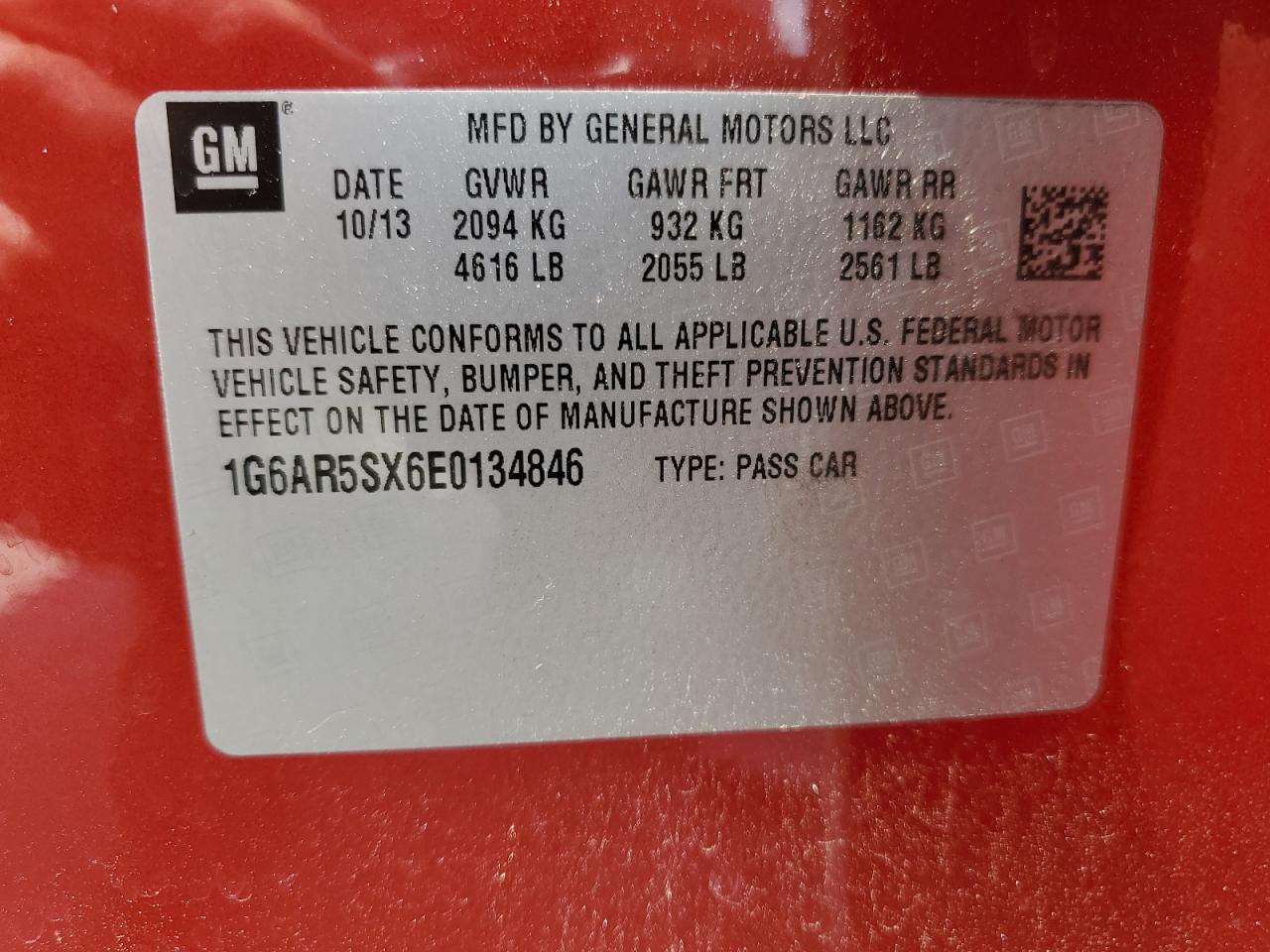 2014 Cadillac Cts Luxury Collection VIN: 1G6AR5SX6E0134846 Lot: 65215405