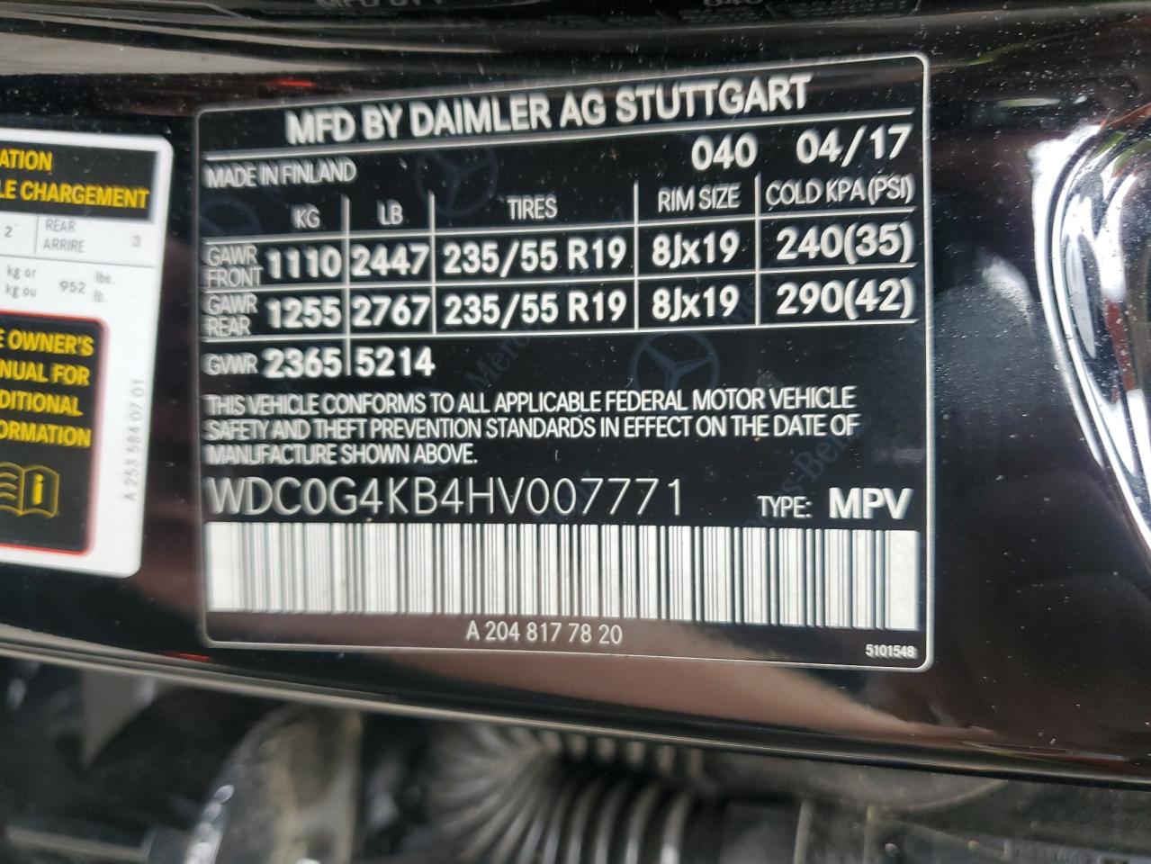 2017 Mercedes-Benz Glc 300 4Matic VIN: WDC0G4KB4HV007771 Lot: 63682665