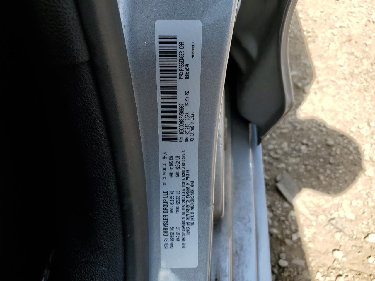 2015 Chrysler 200 Limited VIN: 1C3CCCAB9FN589037 Lot: 64088305
