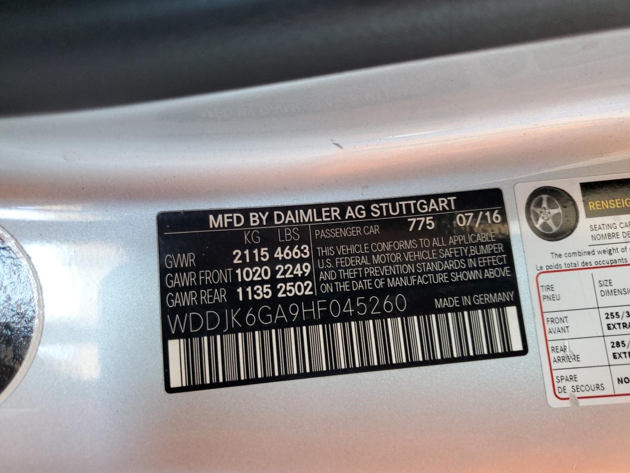 2017 Mercedes-Benz Sl 450 VIN: WDDJK6GA9HF045260 Lot: 63414185