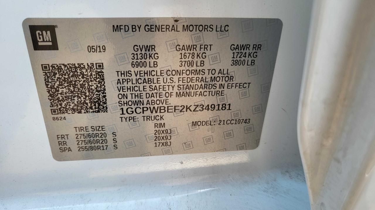 1GCPWBEF2KZ349181 CHEVROLET ALL Models 2019