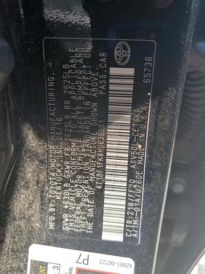 2017 Toyota Camry Le VIN: 4T1BF1FK8HU630001 Lot: 63285765